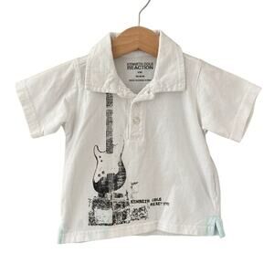 Kenneth Cole Reaction Electric Guitar Baby Polo Shirt - White - 6-9M